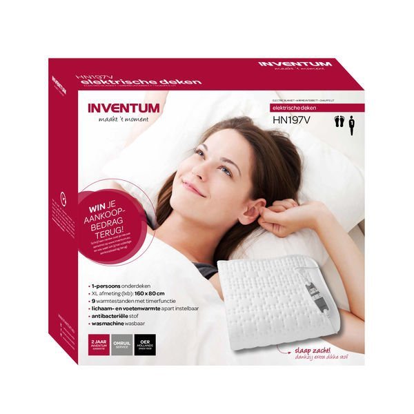Inventum HN197V Elektrische deken, 1-persoons, 160x80 cm